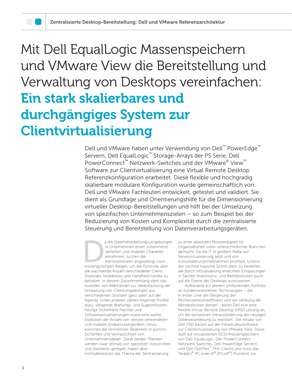 Mit Dell Equallogic Massenspeichern Und Vmware View Die