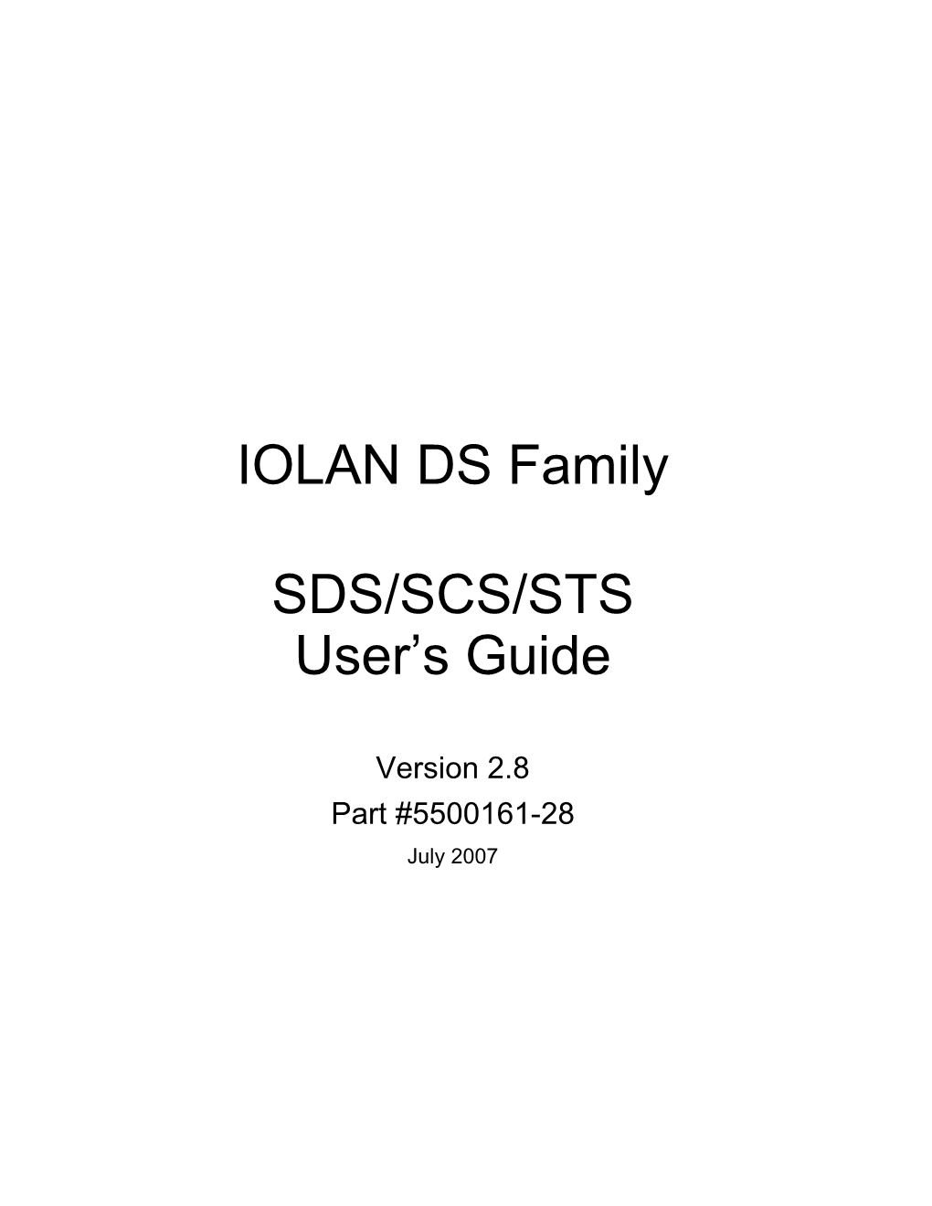 IOLAN DS Family SDS/SCS/STS User's Guide