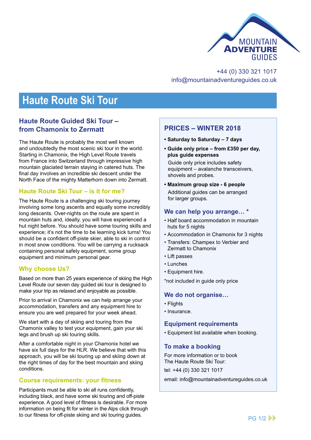 Haute Route Ski Tour