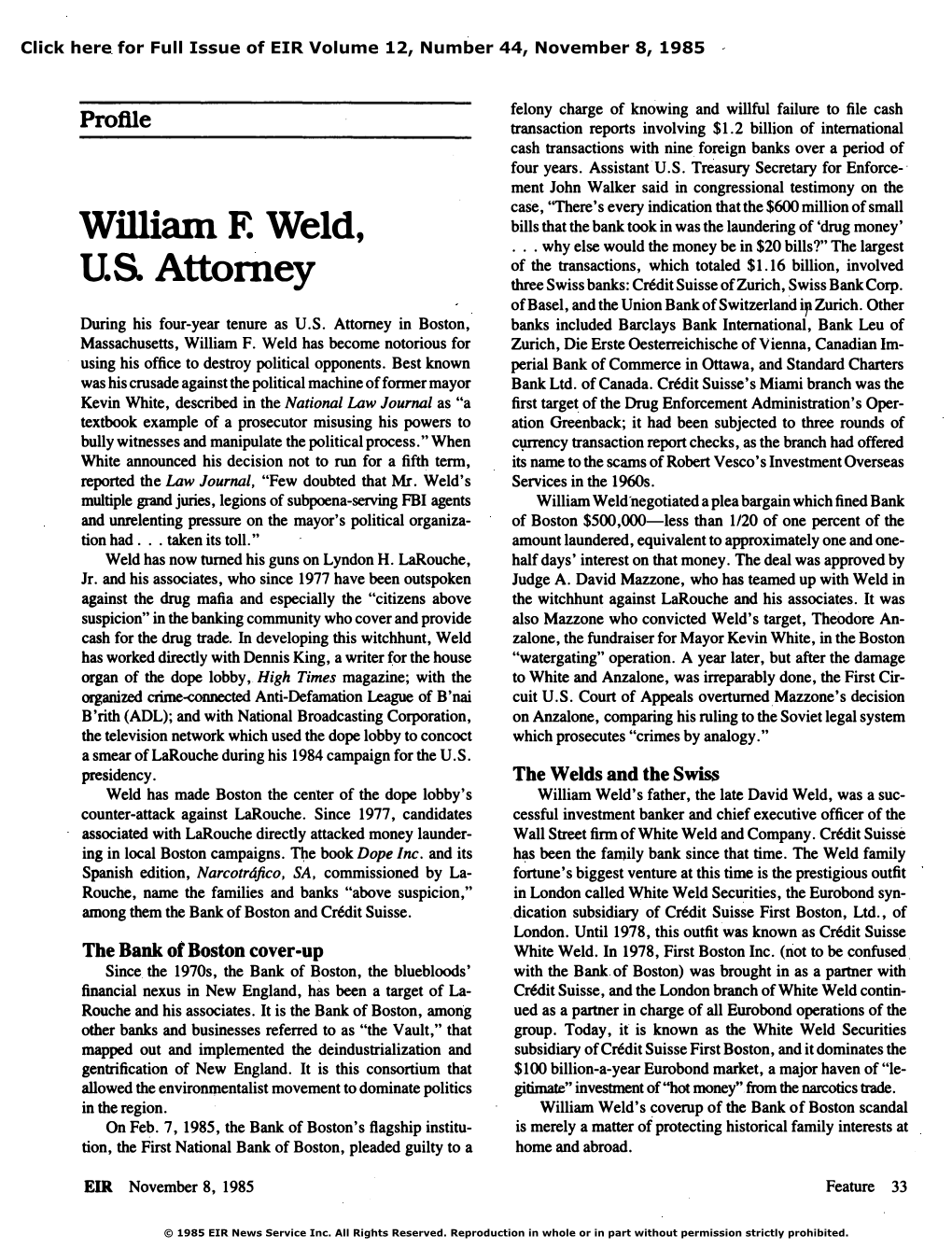 William F. Weld, U.S. Attorney