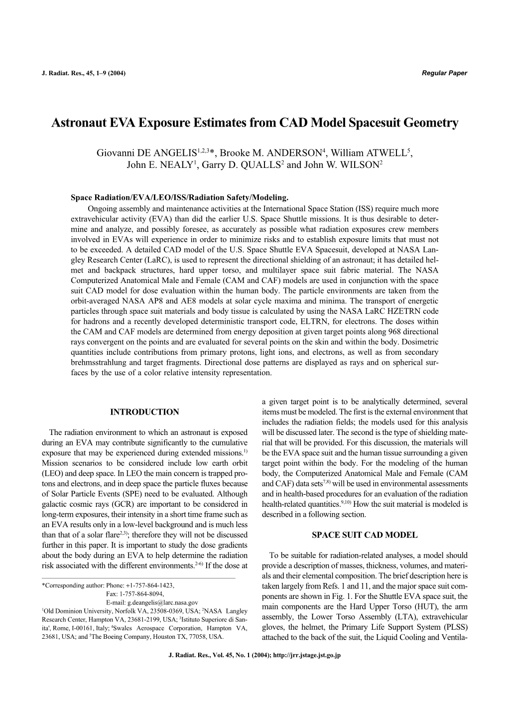 Astronaut EVA Exposure Estimates from CAD Model Spacesuit Geometry