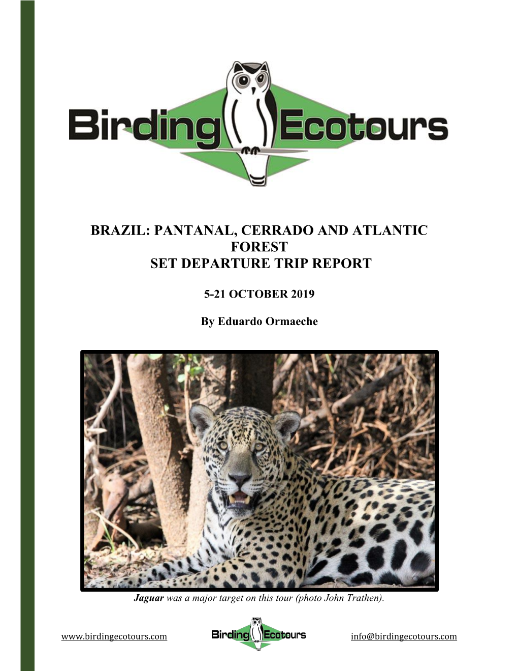 Brazil: Pantanal, Cerrado and Atlantic Forest Set Departure Trip Report