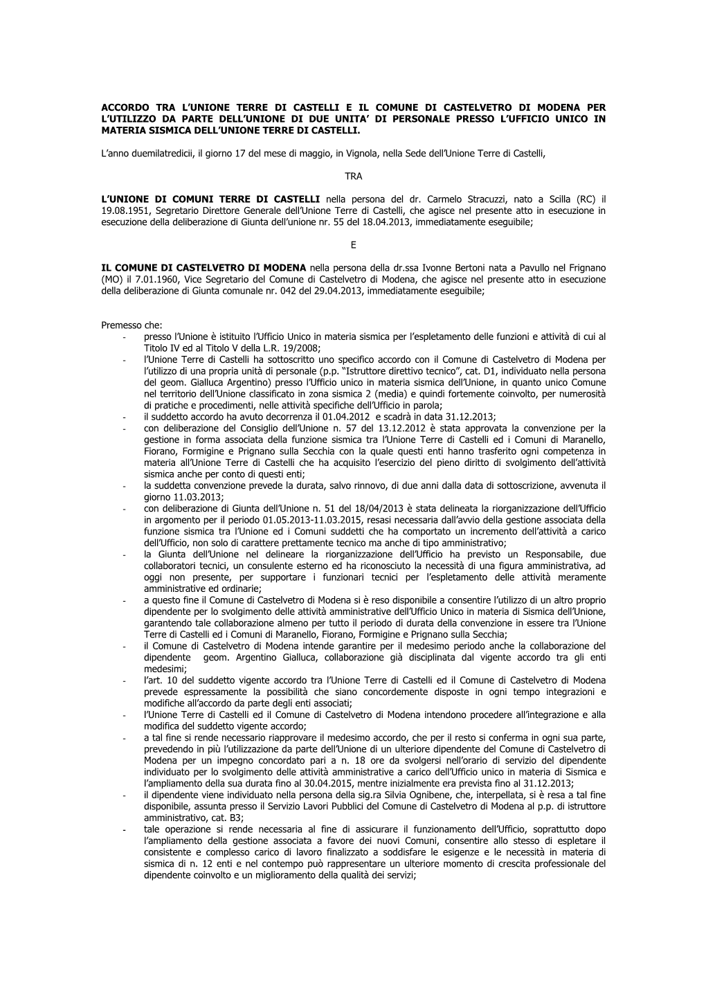 Accordo Unione Castelvetro