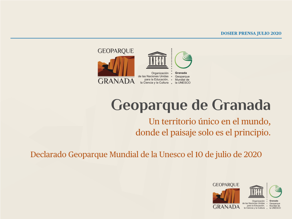 Dosier Prensa Geoparque Granada 10 Julio 2020