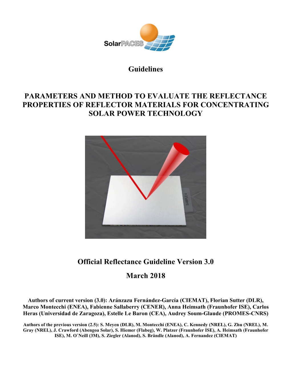 Solarpaces Reflectance Guidelines