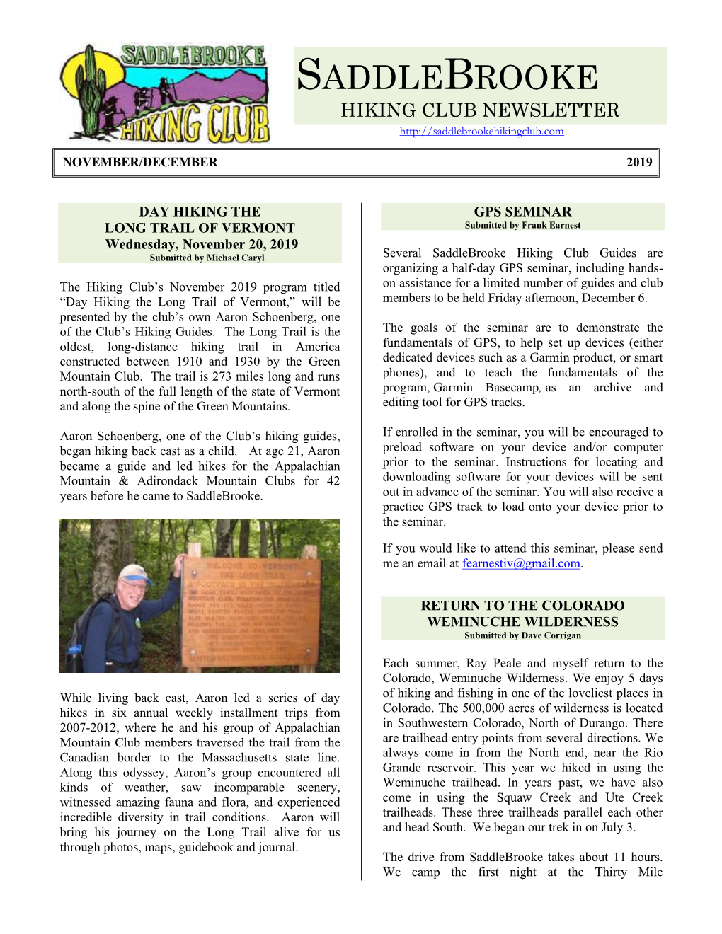 Saddlebrooke Hiking Club Newsletter