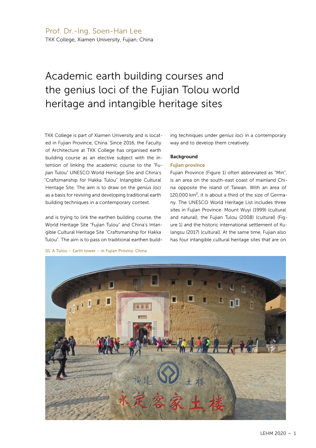 Academic Earth Building Courses and the Genius Loci of the Fujian Tolou World Heritage and Intangible Heritage Sites