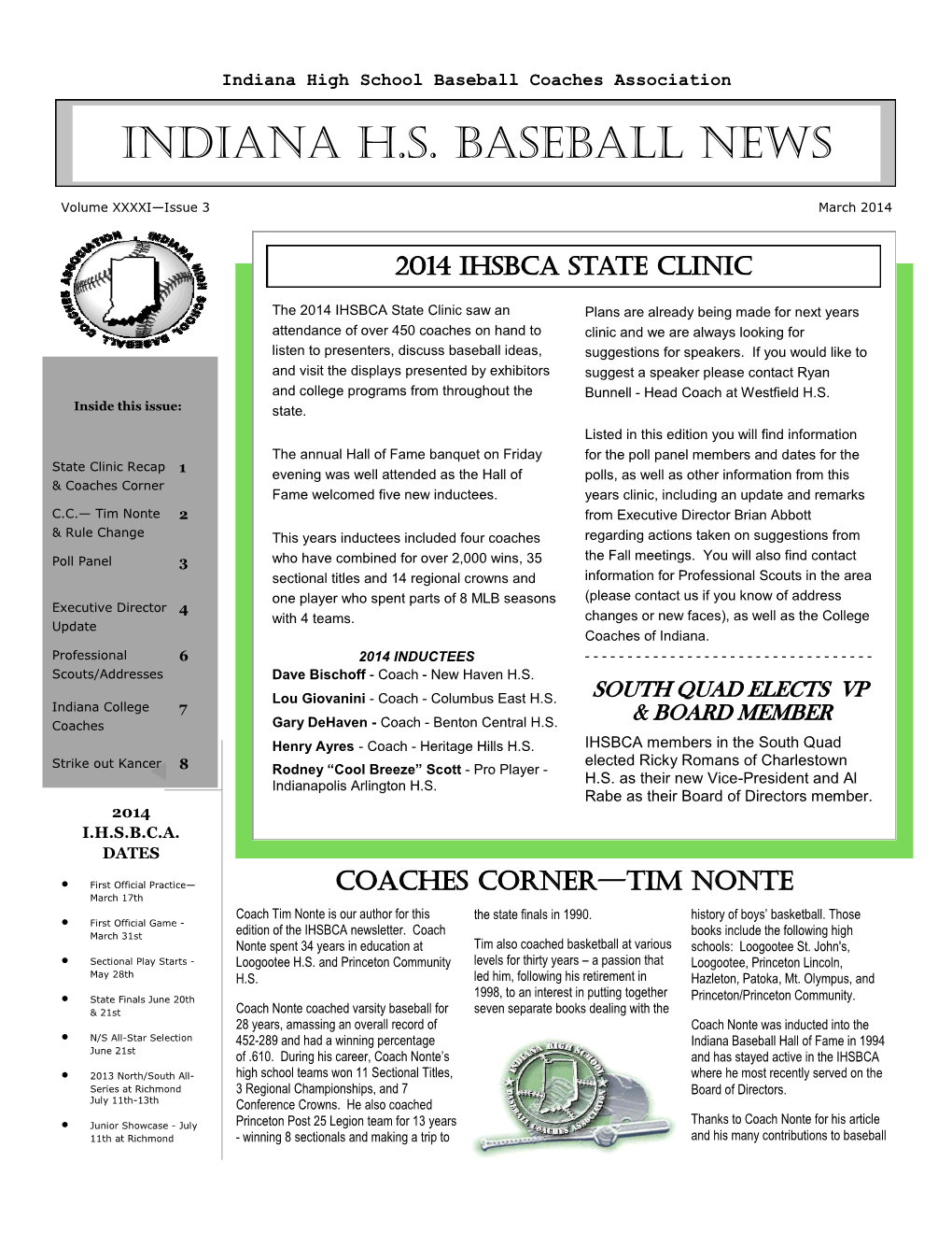 INDIANA H.S. Baseball News