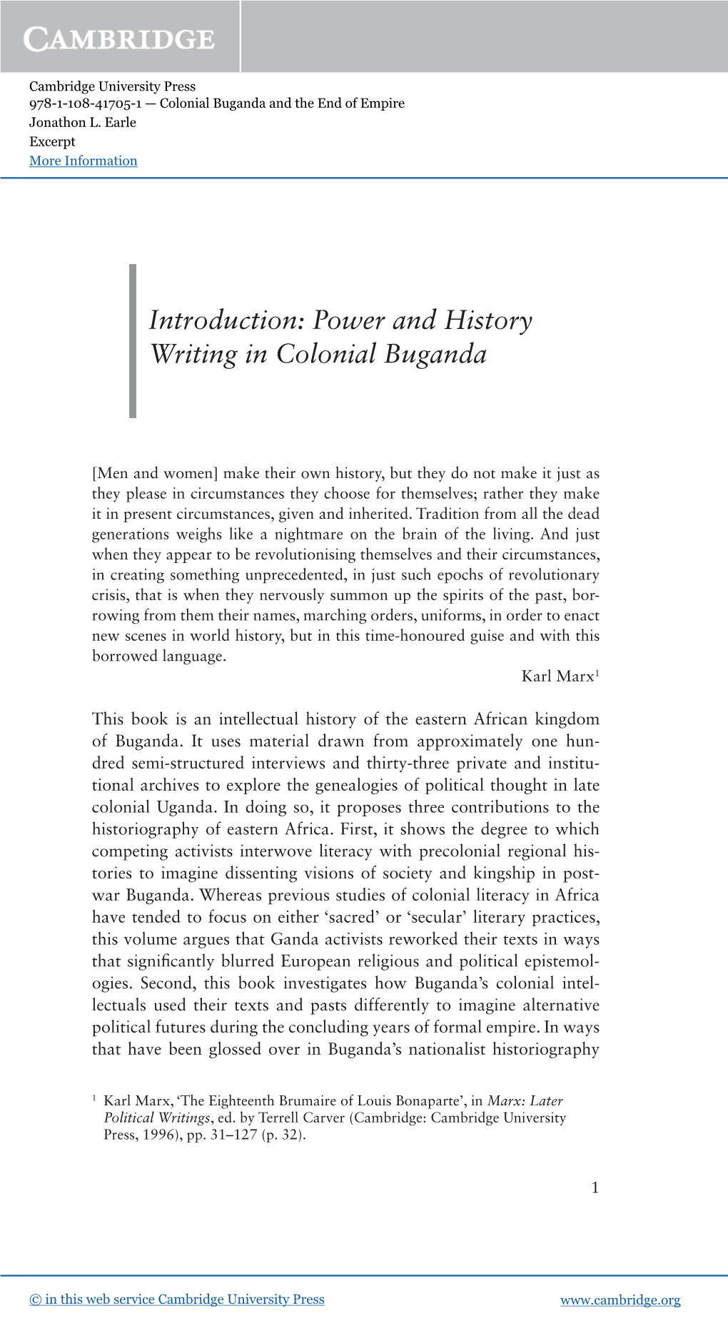 Power and History Writing in Colonial Buganda