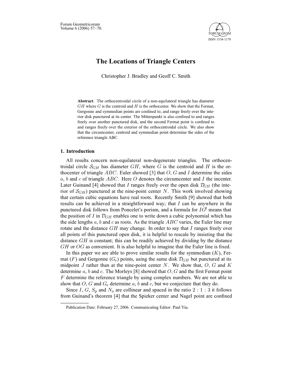 The Locations of Triangle Centers