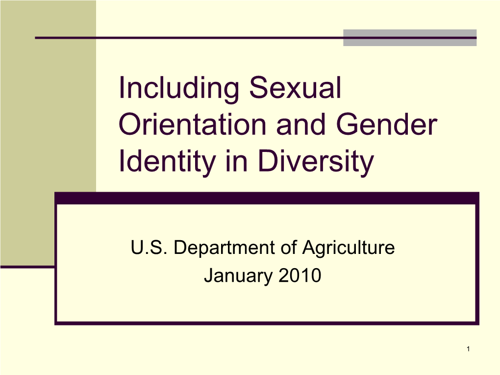 Including Sexual Orientation and Gender Identity in Diversity