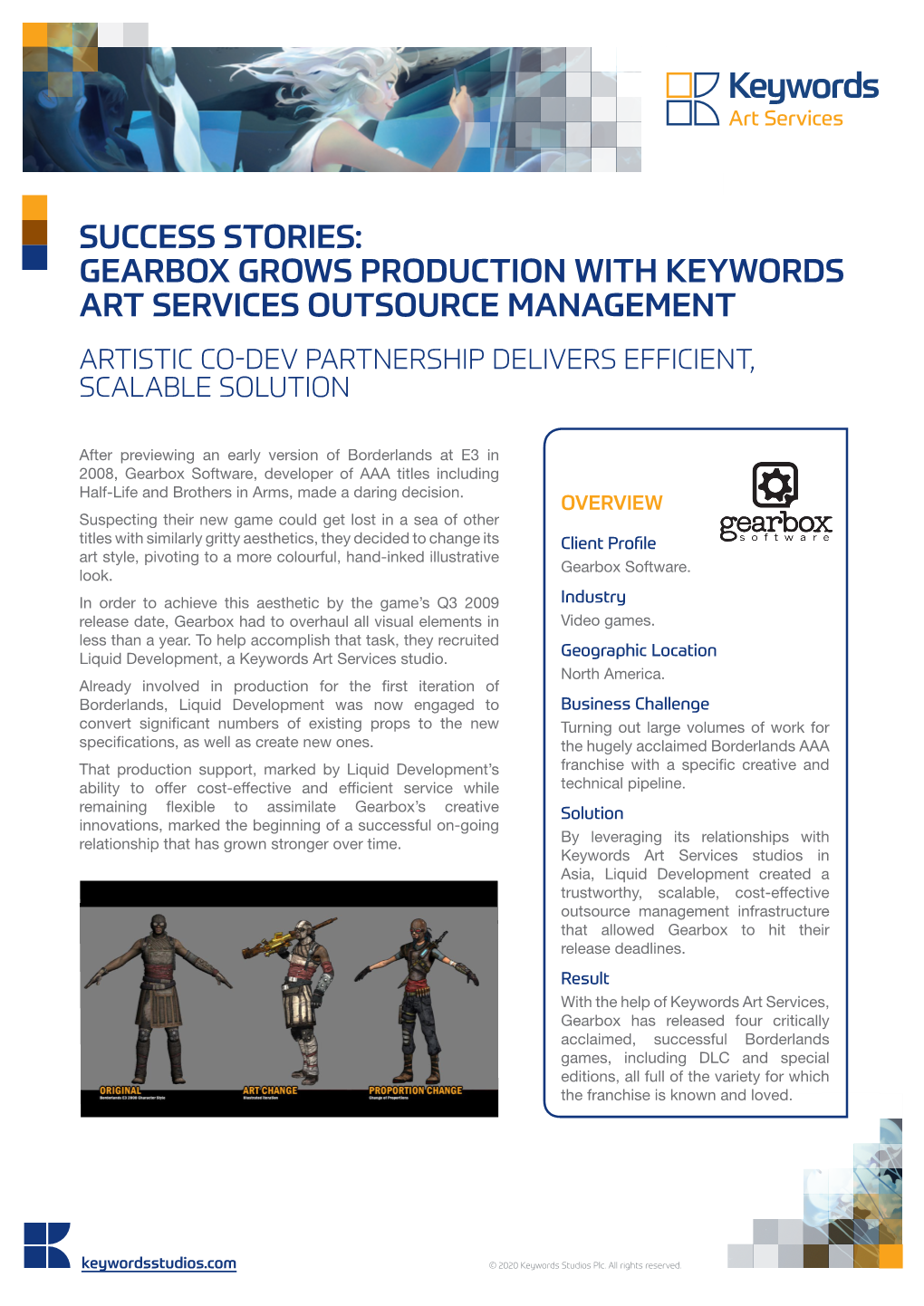 Gearbox Grows Production with Keywords Art Services Outsource Management Artistic Co-Dev Partnership Delivers Efficient, Scalable Solution