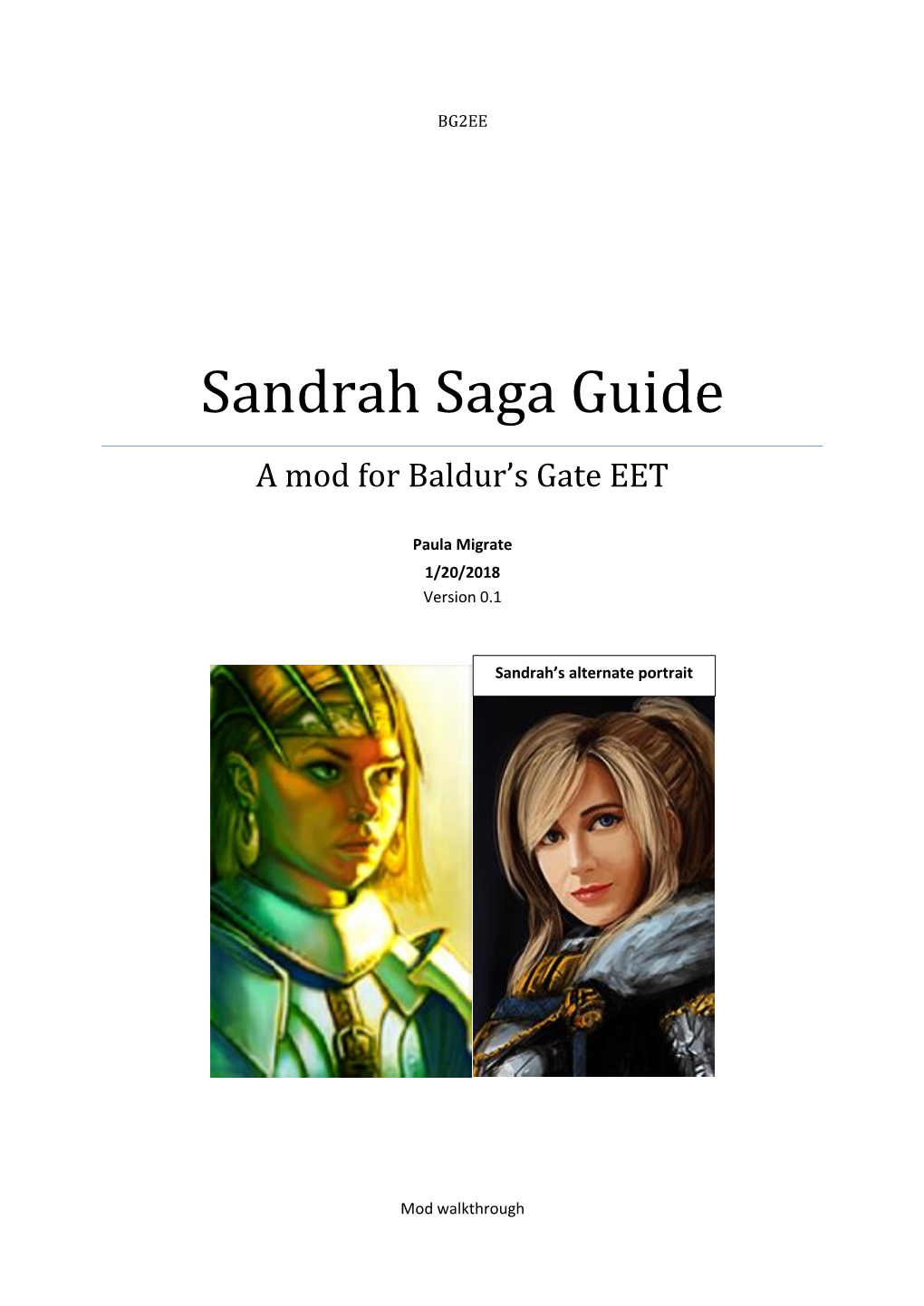 Sandrah Saga Guide a Mod for Baldur’S Gate EET