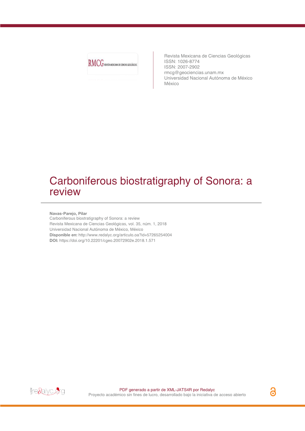 Carboniferous Biostratigraphy of Sonora: a Review
