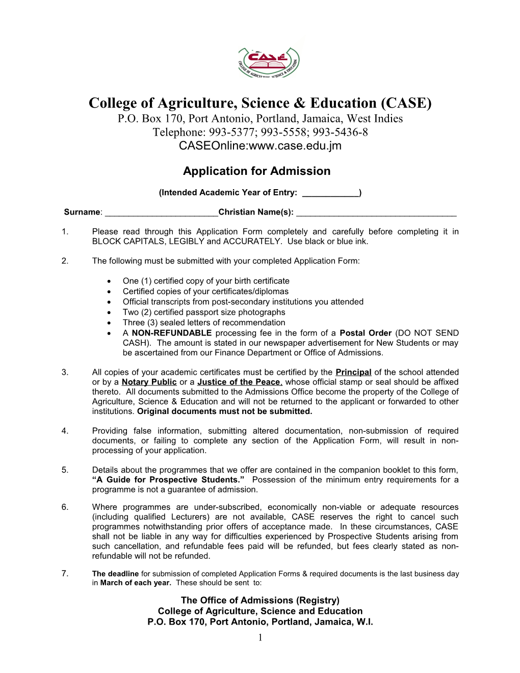 College of Agriculture, Science & Education (CASE)