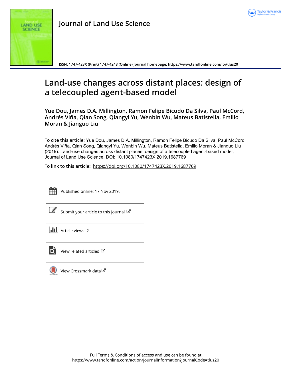 Land-Use Changes Across Distant Places: Design of a Telecoupled Agent-Based Model