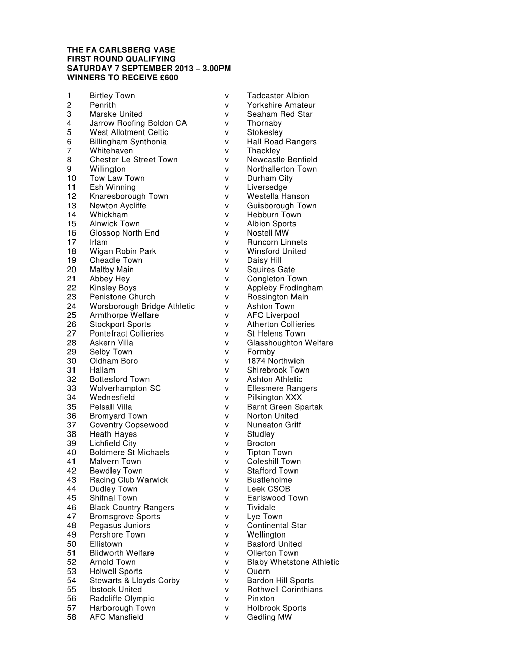 FA Vase First Round Qualifying