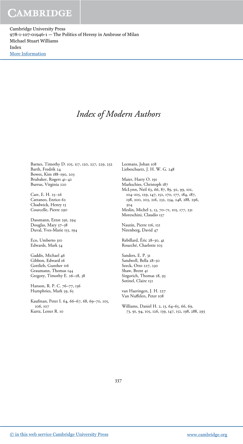 Index of Modern Authors