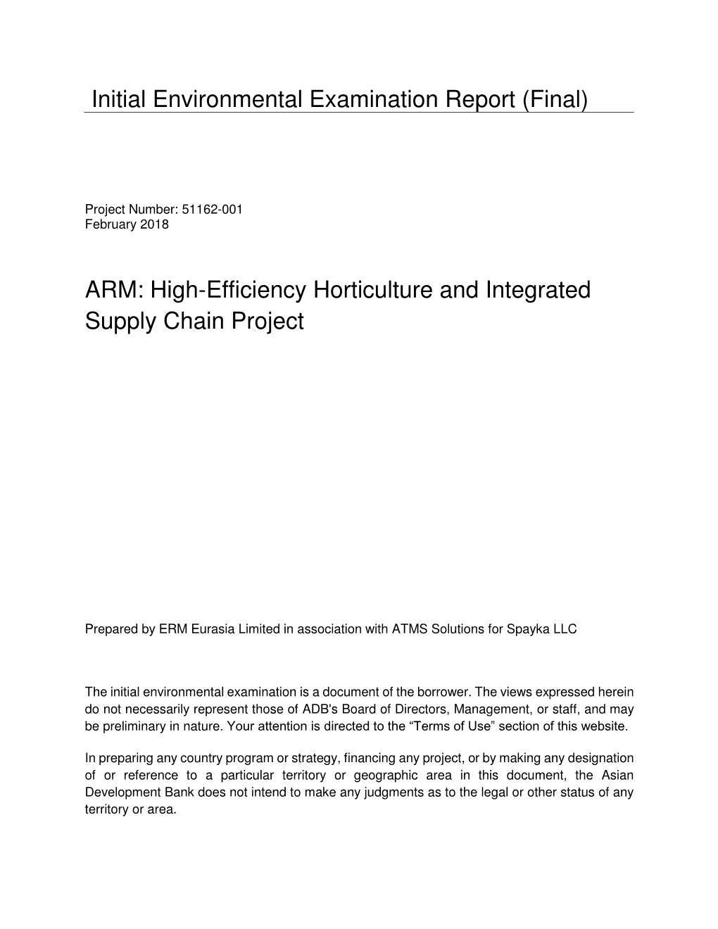 Initial Environmental Examination Report (Final)