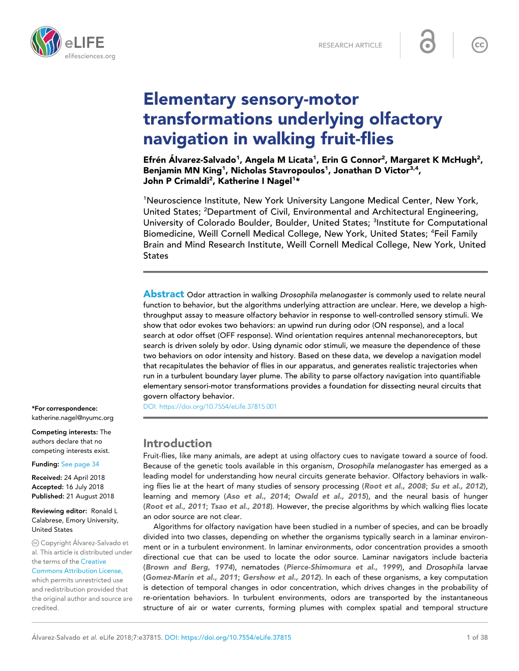 Elementary Sensory-Motor Transformations Underlying Olfactory Navigation in Walking Fruit-Flies