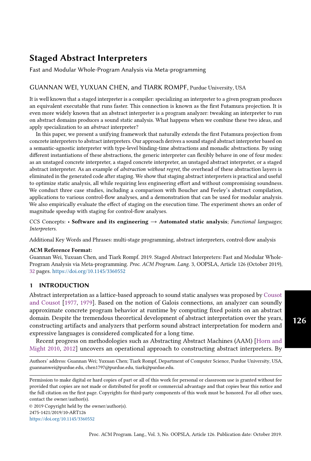 Staged Abstract Interpreters Fast and Modular Whole-Program Analysis Via Meta-Programming