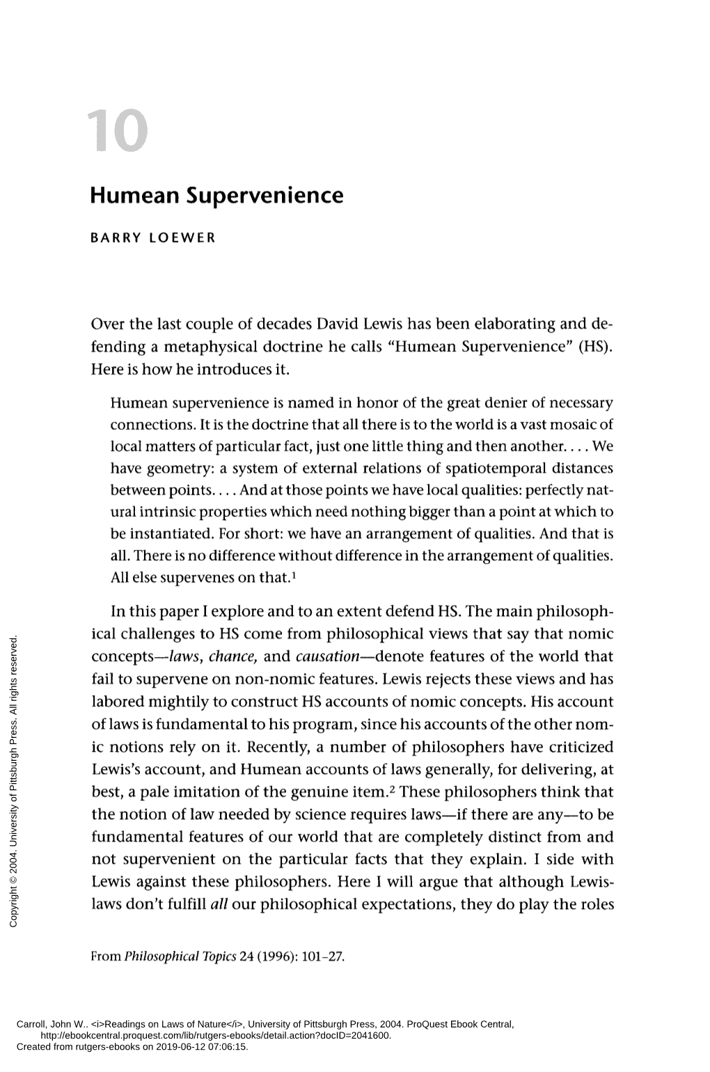 Humean Supervenience