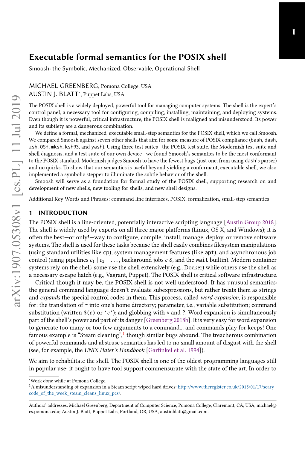 Executable Formal Semantics for the POSIX Shell Smoosh: the Symbolic, Mechanized, Observable, Operational Shell