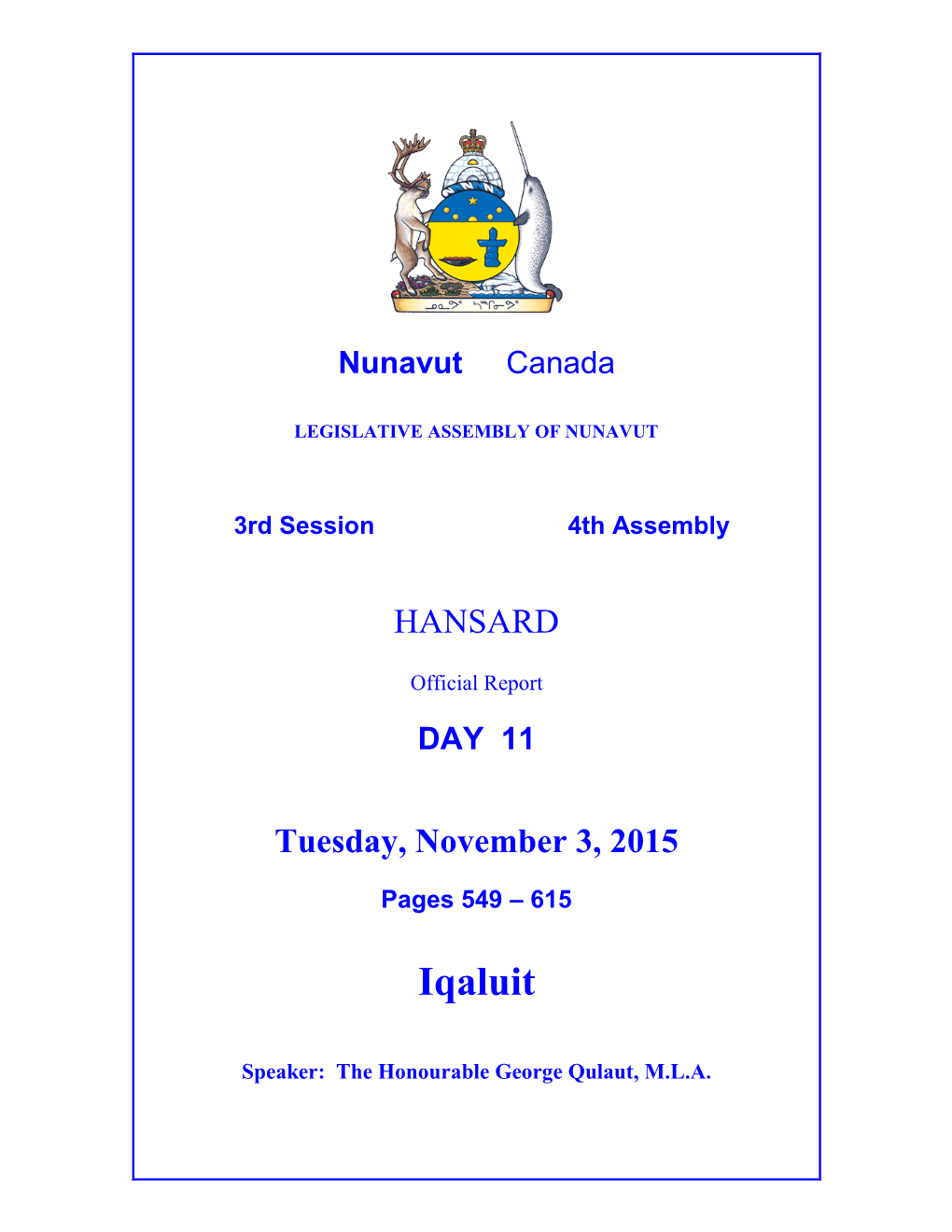 Nunavut Hansard 549