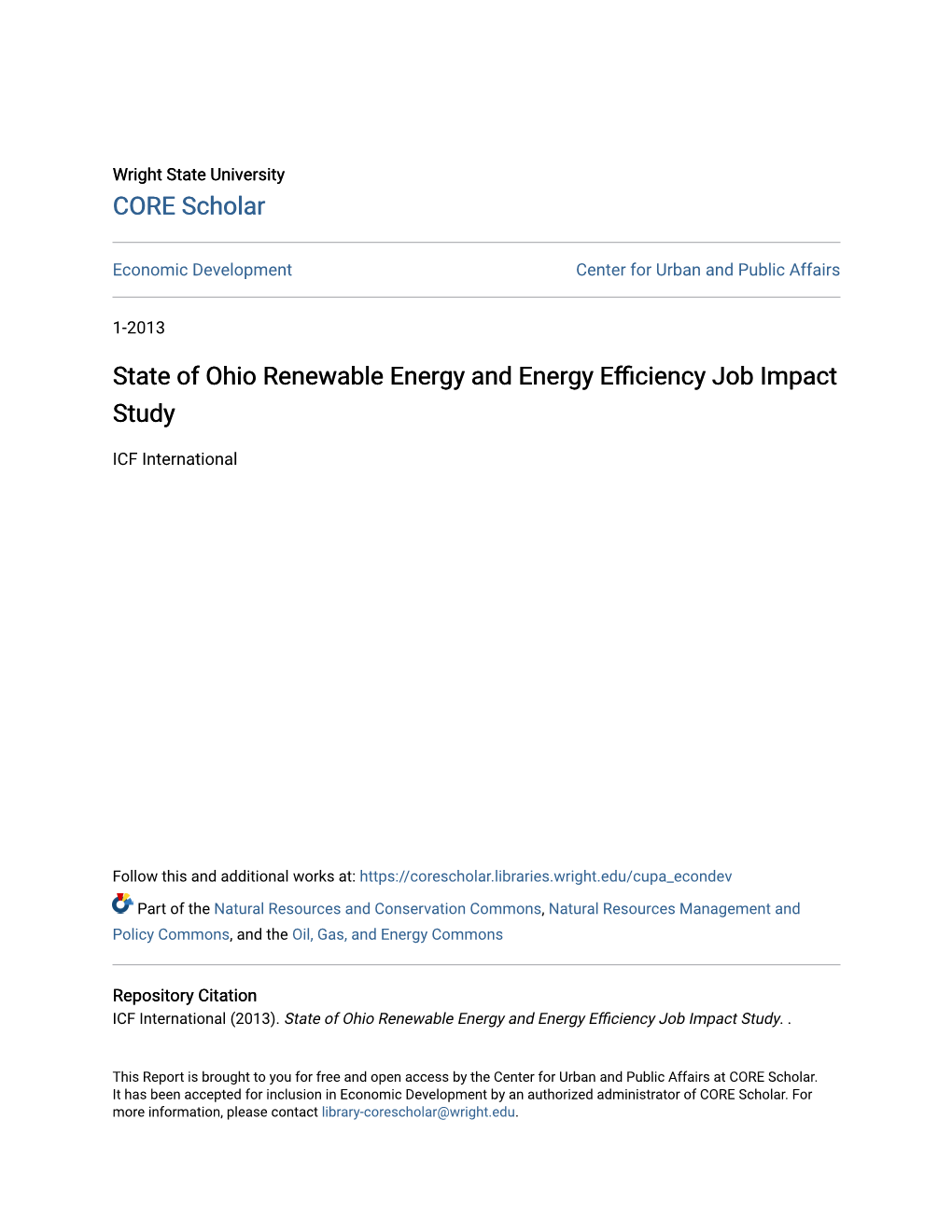 State of Ohio Renewable Energy and Energy Efficiency Job Impact Study