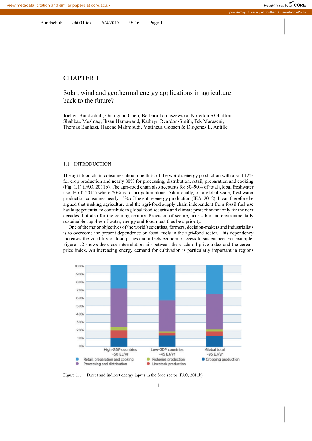 CHAPTER 1 Solar, Wind and Geothermal Energy Applications In