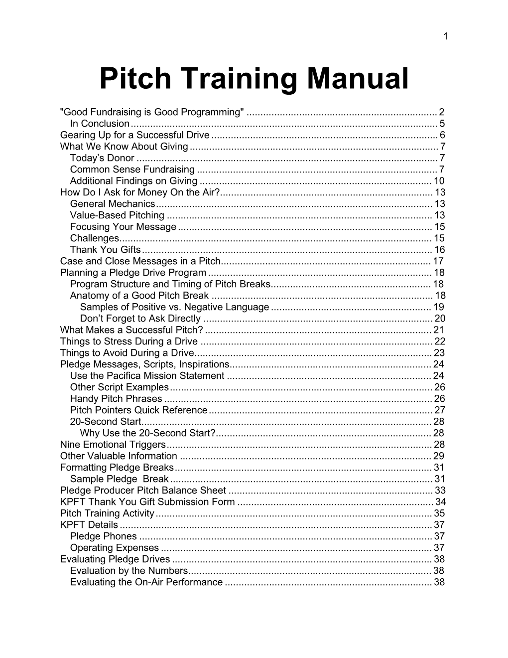 Pitch Training Manual