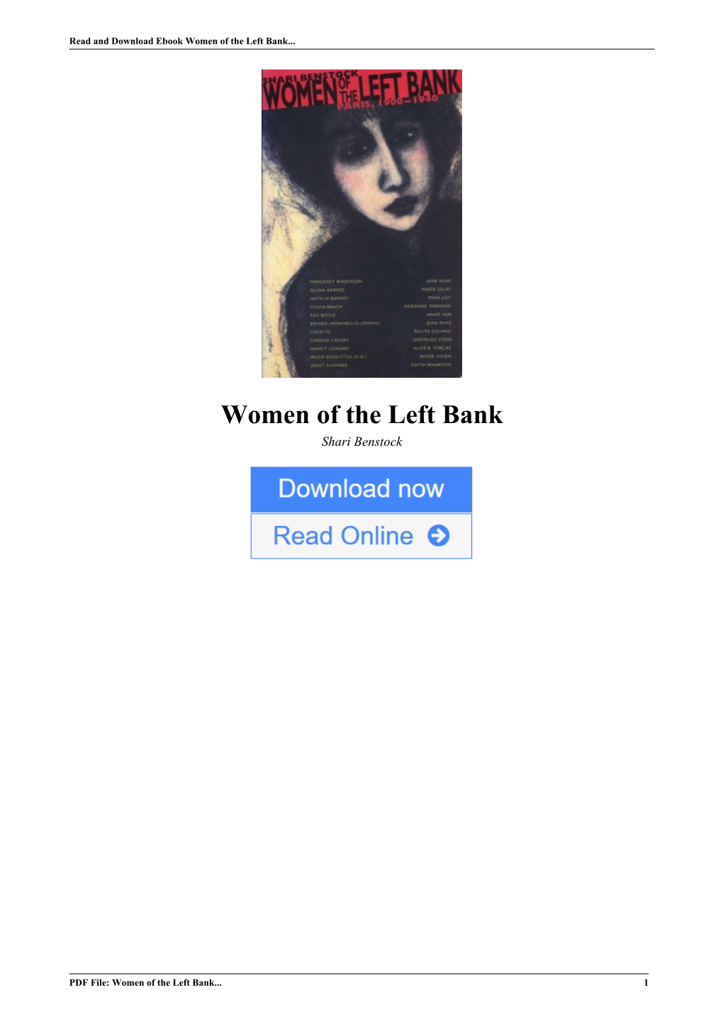 Women of the Left Bank by Shari Benstock