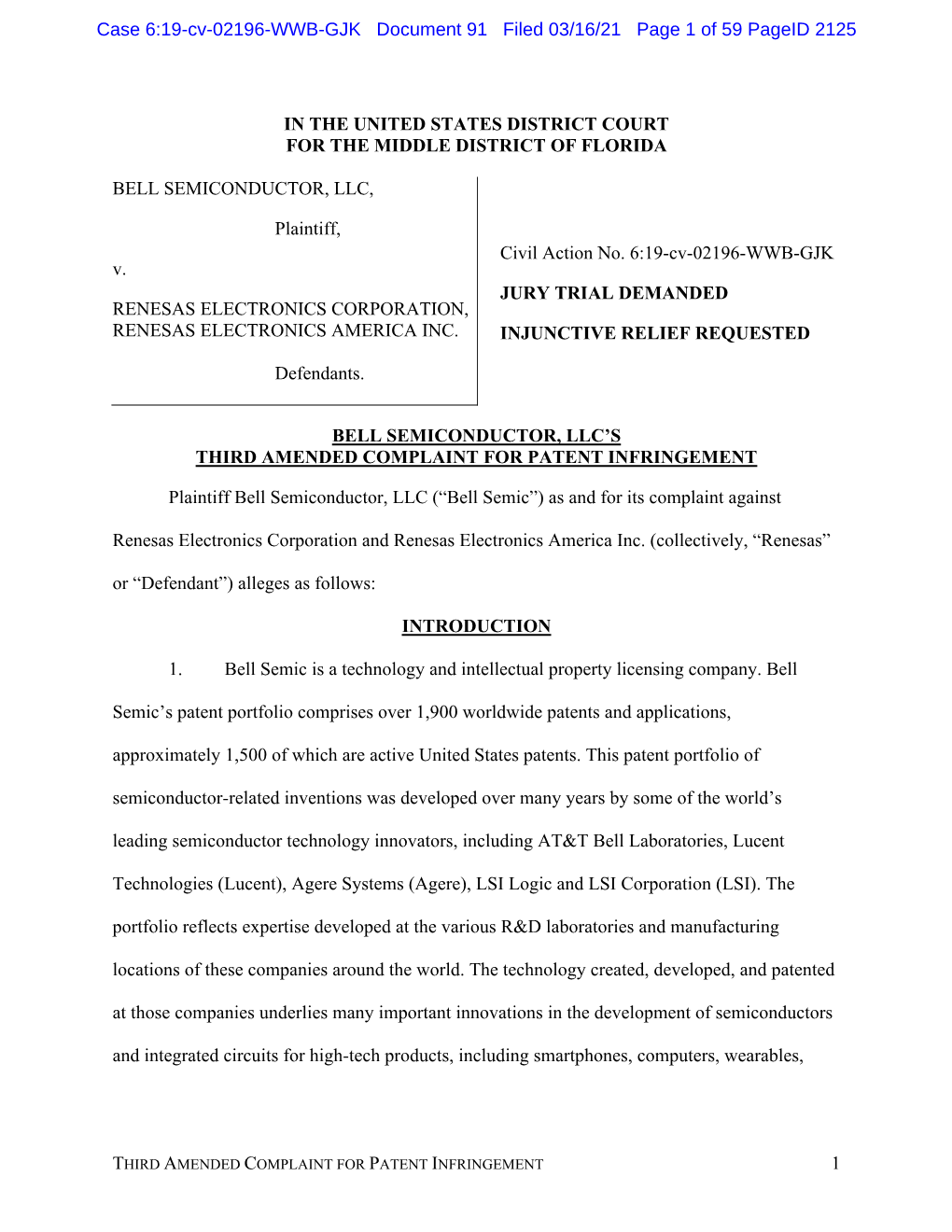 Case 6:19-Cv-02196-WWB-GJK Document 91 Filed 03/16/21 Page 1 of 59 Pageid 2125