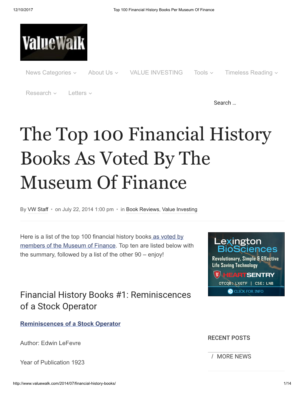 The Top 100 Financial History Books As Voted by the Museum of Finance