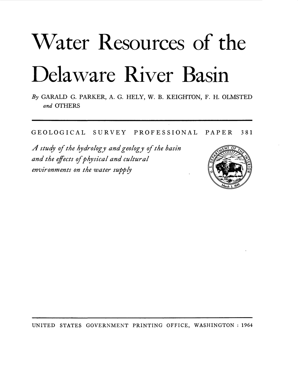 Water Resources of the Delaware River Basin