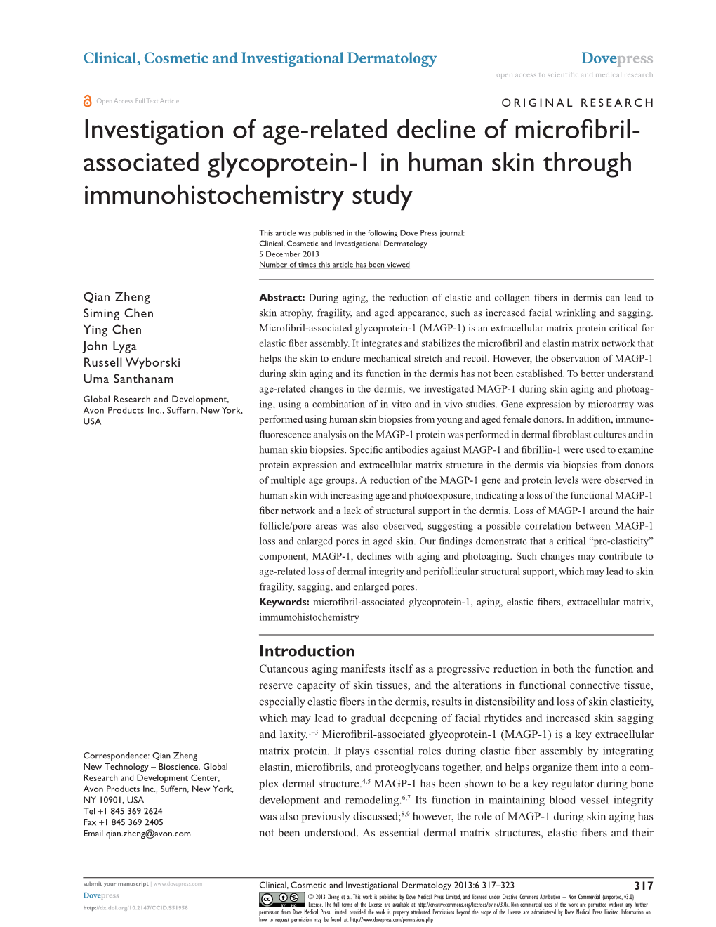 Investigation of Age-Related Decline of Microfibril-Associated Glycoprotein