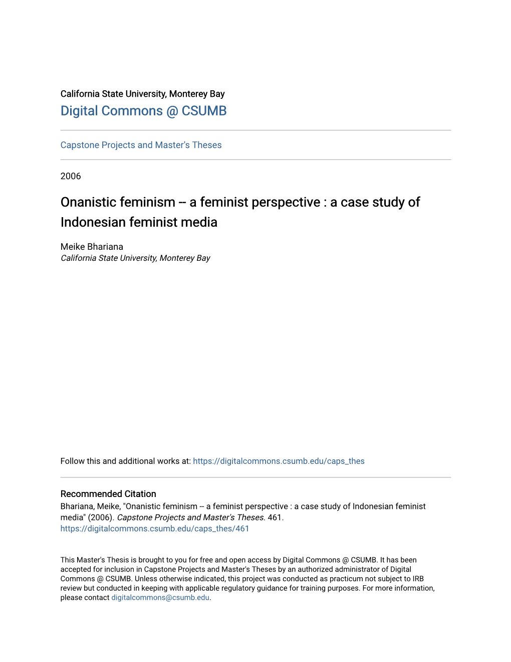 Onanistic Feminism -- a Feminist Perspective : a Case Study of Indonesian Feminist Media