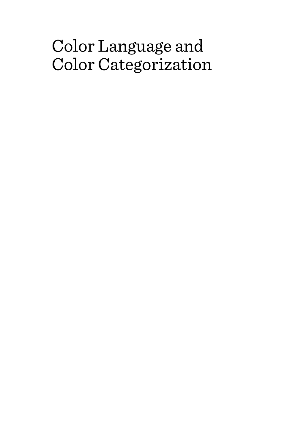 Color Language and Color Categorization