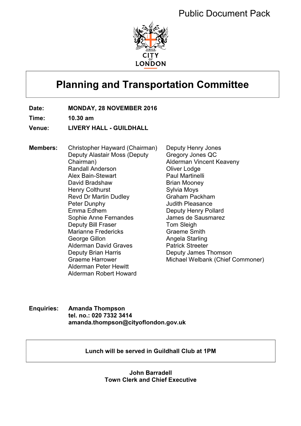 (Public Pack)Agenda Document for Planning and Transportation Committee, 28/11/2016 10:30