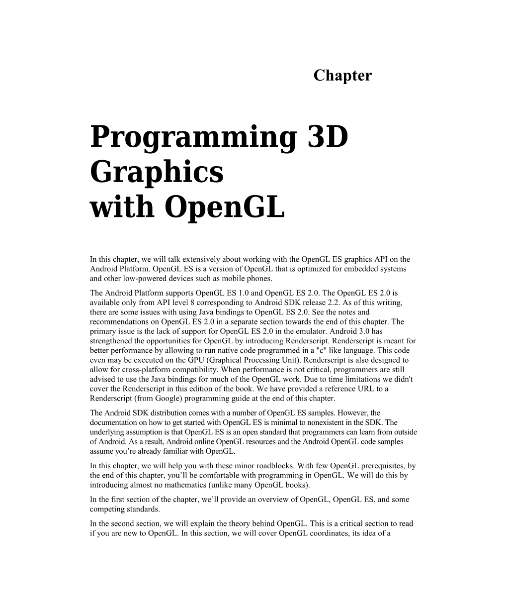 CHAPTER 20: Programming 3D Graphics with Opengl