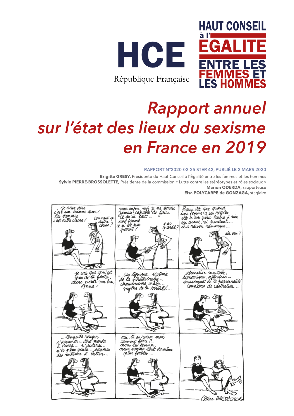 Rapport Annuel Sur L'état Des Lieux Du Sexisme En France En 2019