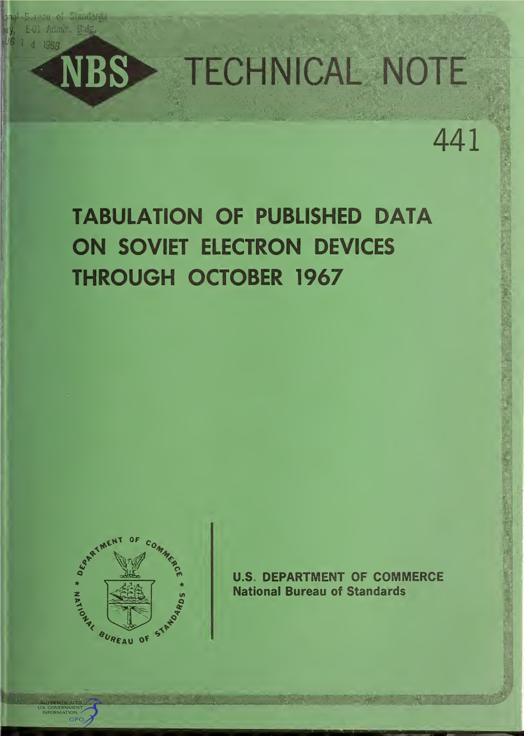 Tabulation of Published Data on Soviet Electron Devices Through October 1967