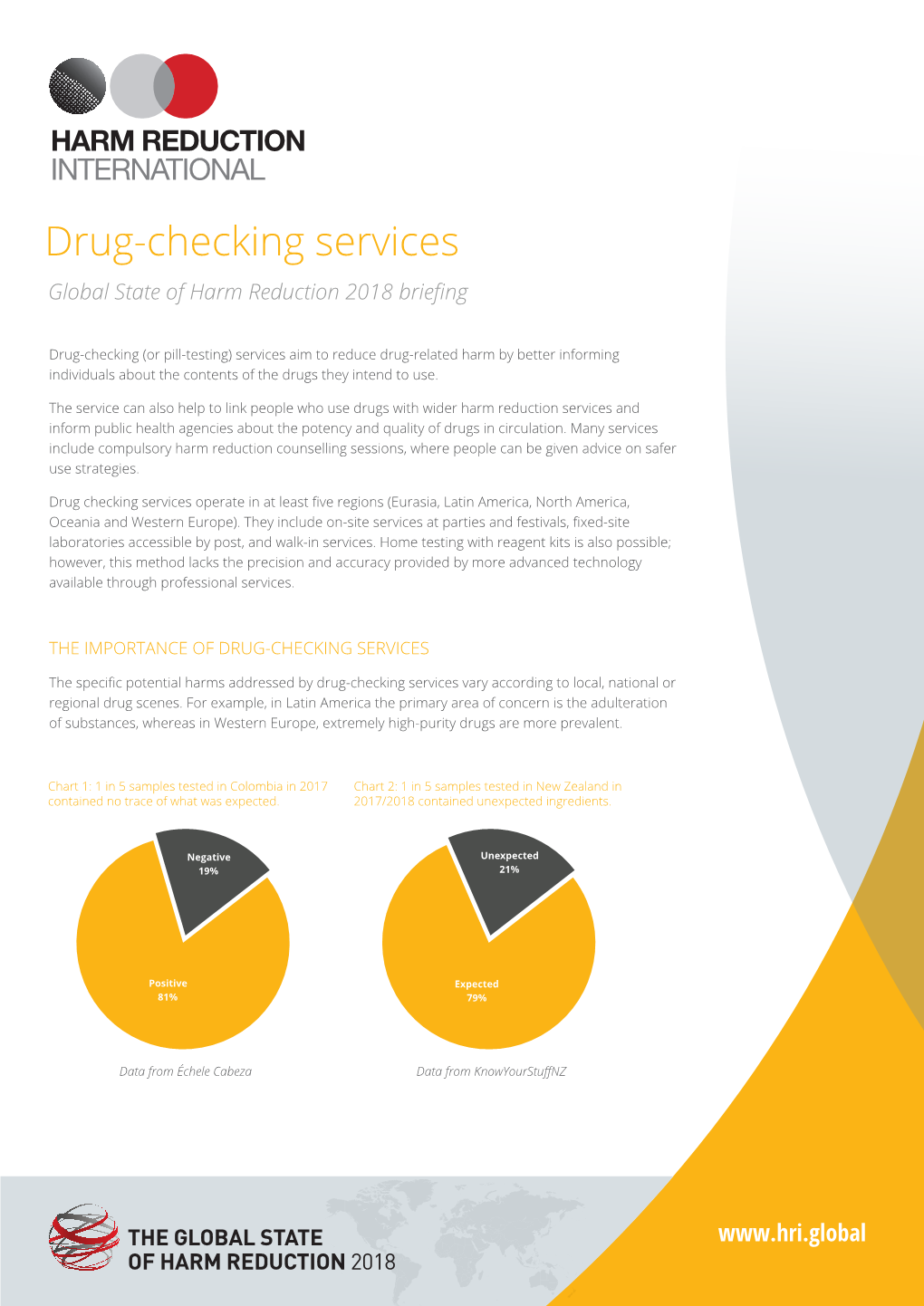 Drug-Checking Services Global State of Harm Reduction 2018 Briefing