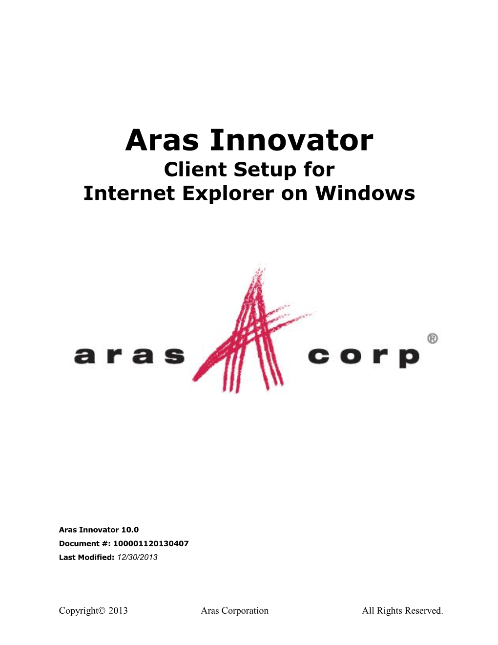 Aras Innovator 10.0 Client Settings for Internet Explorer on Windows