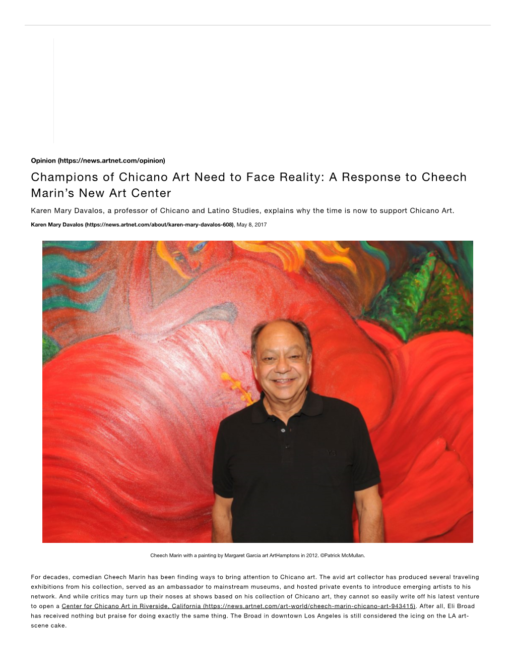 Champions of Chicano Art Need to Face Reality: a Response to Cheech Marin’S New Art Center