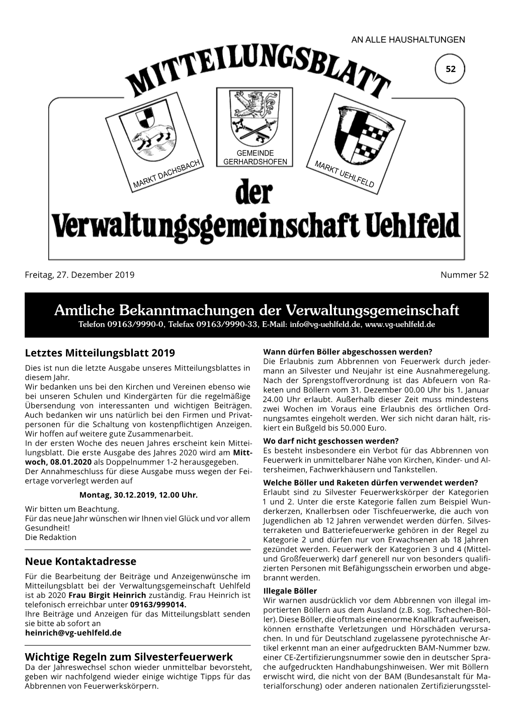 Mitteilungsblatt KW 52 2019