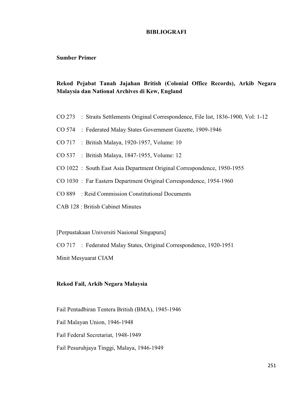 BIBLIOGRAFI Sumber Primer Rekod Pejabat