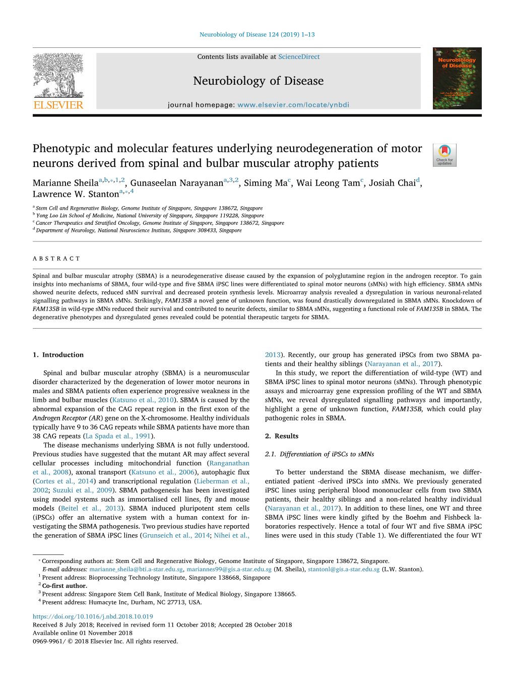 Phenotypic and Molecular Features Underlying Neurodegeneration Of