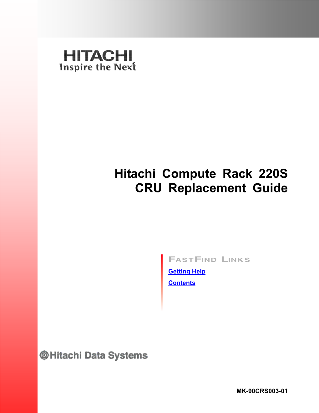 Hitachi Compute Rack 220S CRU Replacement Guide