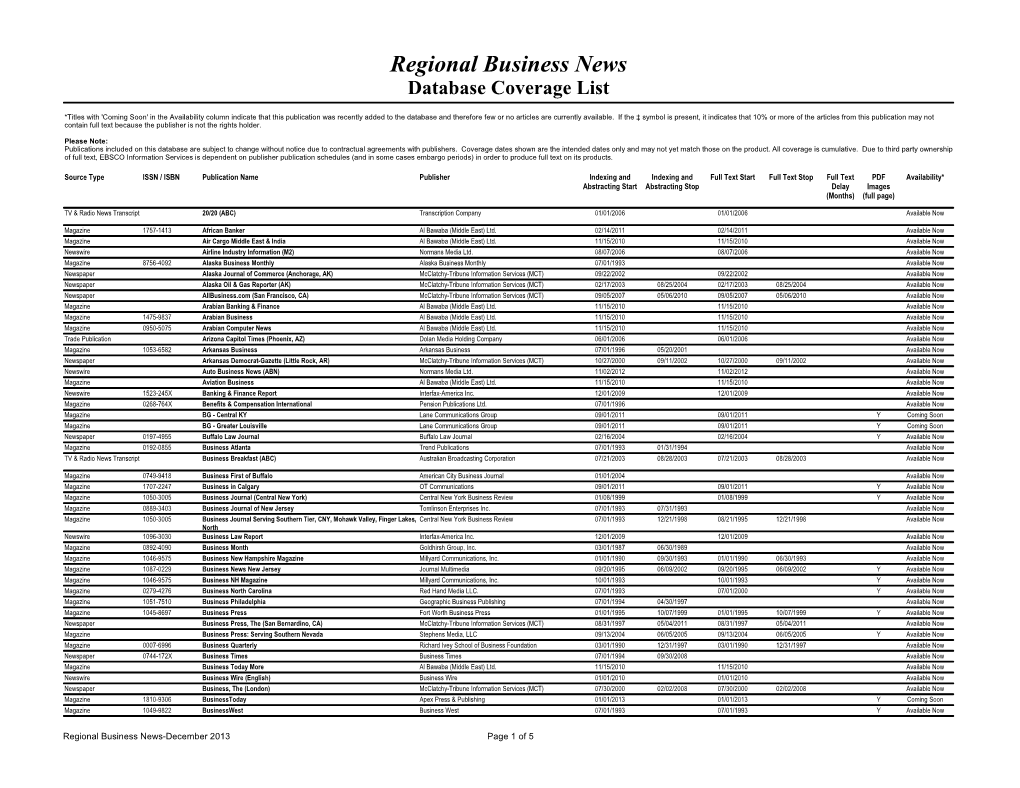 Regional Business News